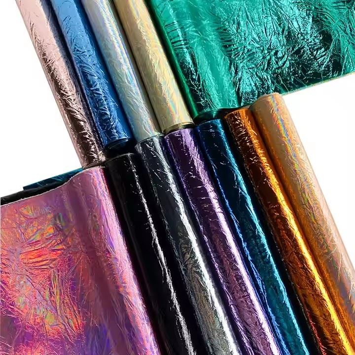 Fashion Shiny Faux Leather Fold Design Waterproof Wear-Resistant Imitation Leather For Bags Furniture
